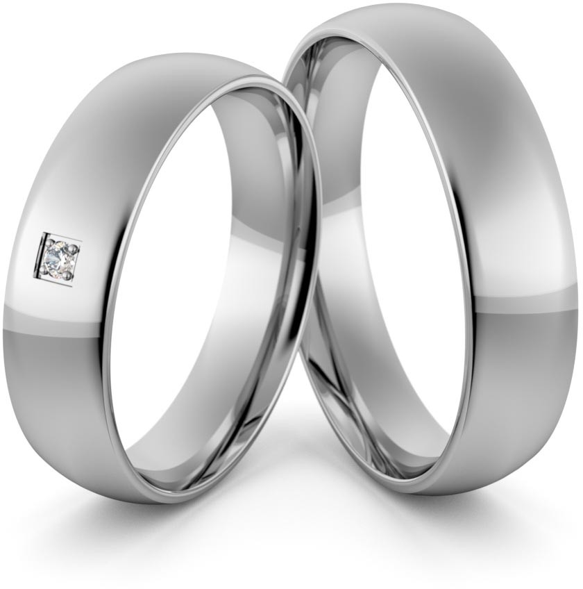 Eminence Obrączki ślubne palladowe 5 mm z brylantem - Pd-4 Pd-4