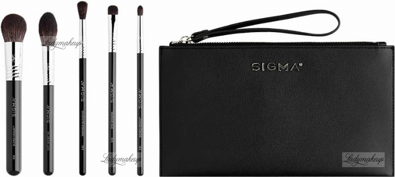Sigma SIGNATURE BRUSH SET - Zestaw 5 pędzli + Kosmetyczka SIGSS5KO