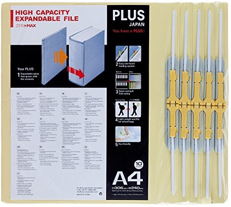 Plus Japan Plus Zero Max-Ordner A4 rozciągliwy do góry do 10 cm, na 800 arkuszy beżowy 10er Pack FL-021SSW-BE (10pcs)