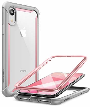 i-Blason iPhone XR etui [Ares] etui na telefon komórkowy 360 stopni Bumper Case wytrzymałe etui ochronne przezroczyste Cover z wbudowaną ochroną wyświetlacza do Apple iPhone XR 6.1 cala 2018 (różowe)