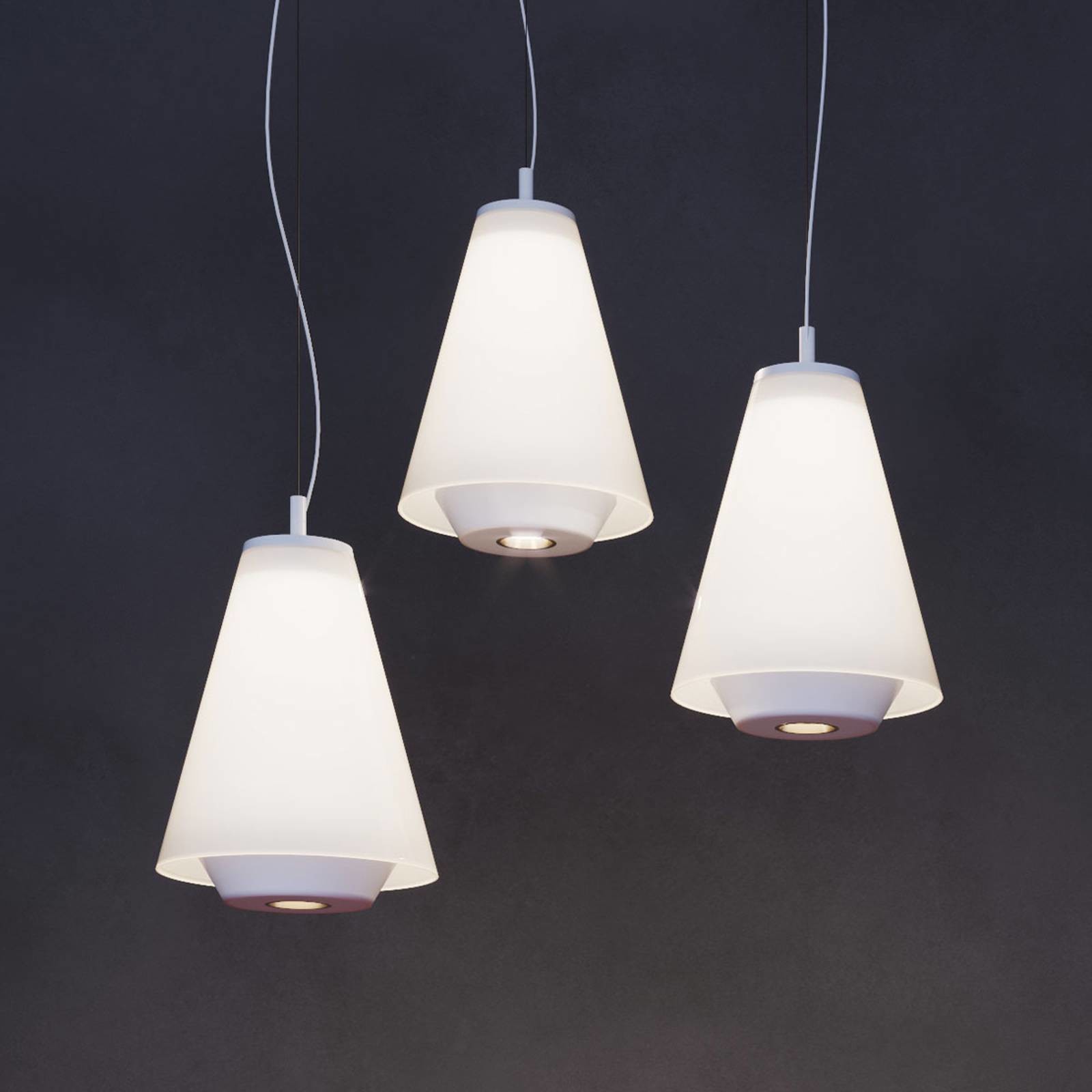 Prandina Shuttle lampa wisząca biała szkło opalowe