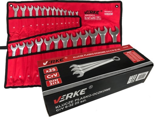 EXPERT Klucze Płasko Oczkowe 6-32mm 25szt Zestaw Verke