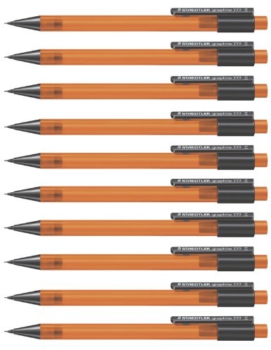 Staedtler Staedtler 777 05  4 ołówek automatyczny Graphite wypełnione z chwytem B-ołówków, wkład o średnicy 0,5 MM, kolor: pomarańczowy, 10 sztuk w kartonie etui 777 05-4