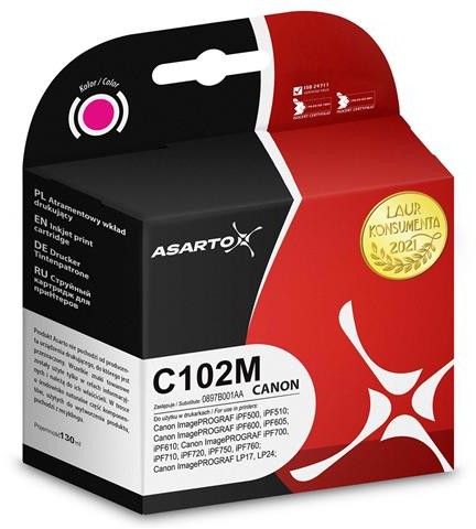 Asarto Tusz do Canon C102M | CF0897B001AA | 130 ml | magenta polcan-AS-C102M