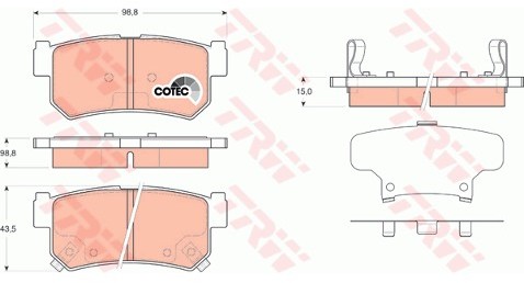 TRW Zestaw klocków hamulcowych, hamulce tarczowe GDB3366