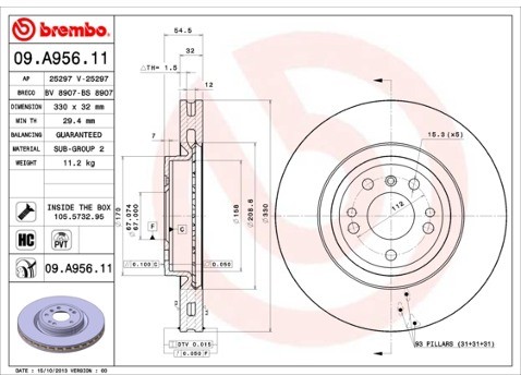 BREMBO Tarcza hamulcowa 09.A956.11
