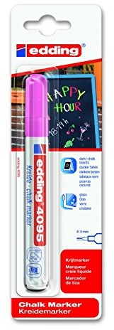 Edding 4095 Window-/kredy marker, Blister, 2  3 MM, neonowy różowy 4095-1-69