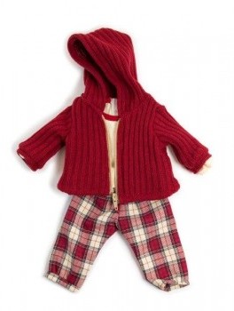 Miniland Ubranko dla lalki 40 cm spodnie w kratę i sweterek