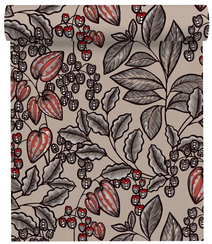 Tapeta Floral Impression 377543 jasnobrązowa winylowa na flizelinie