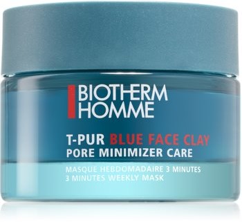 Biotherm Homme T Pur Blue Face Clay maseczka oczyszczająca do nawilżenia skóry i zmniejszenia porów 50 ml
