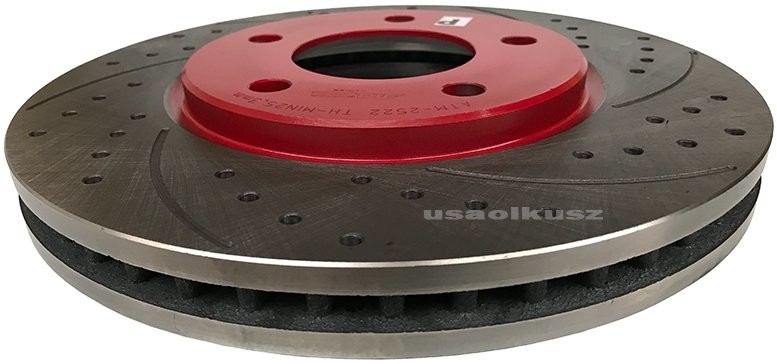 ATM Przednia WIERCONA nacinana tarcza hamulcowa 281mm RED Chrysler Voyager Town Country 2001-2007 USA 2522Sr