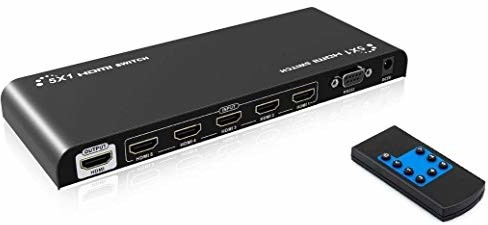 PremiumCord Przełącznik 4K HDMI 2.0 5: 1, status LED, HDR, RS232, pilot zdalnego sterowania, rozdzielczość wideo 4Kx2K przy 60 Hz 2160p UHD, 3D, HDCP, kolor czarny khswit51a