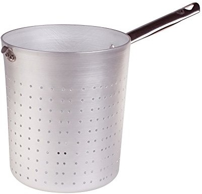 Pentole Agnelli pentole agnelli sitko do makaronu/scaldapasta cylindryczny z aluminium, z uchwytem ze stali szlachetnej, srebrny, srebrny/czarny, 20 cm ALMA29620