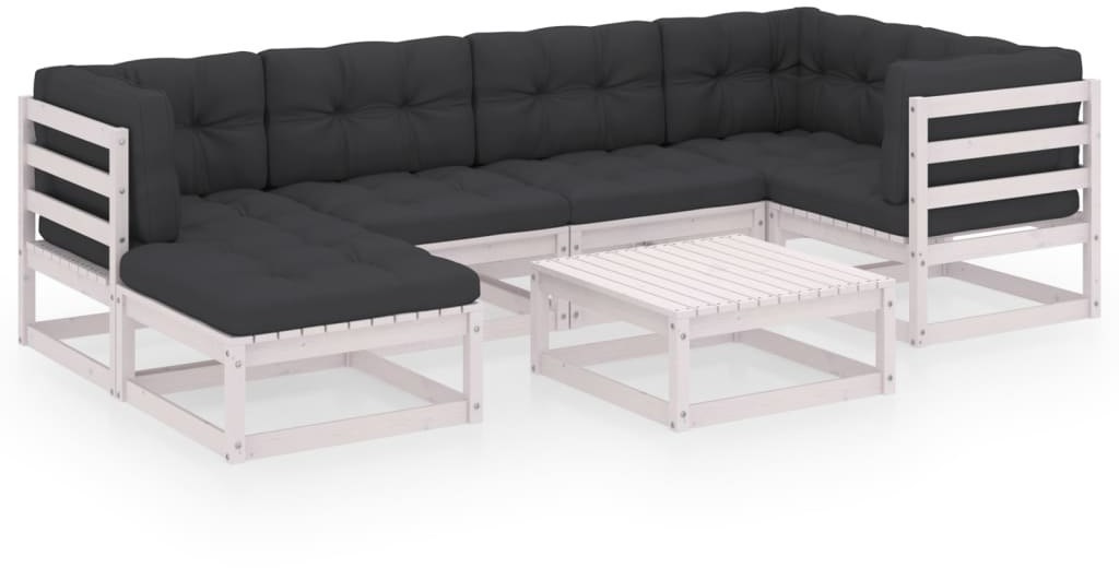 vidaXL 7-cz. zestaw wypoczynkowy do ogrodu, z poduszkami, lita sosna 3076740