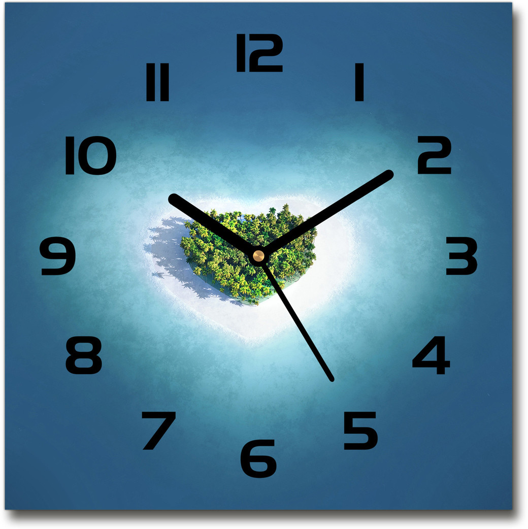 Zegar szklany kwadratowy Wyspa kształt serca