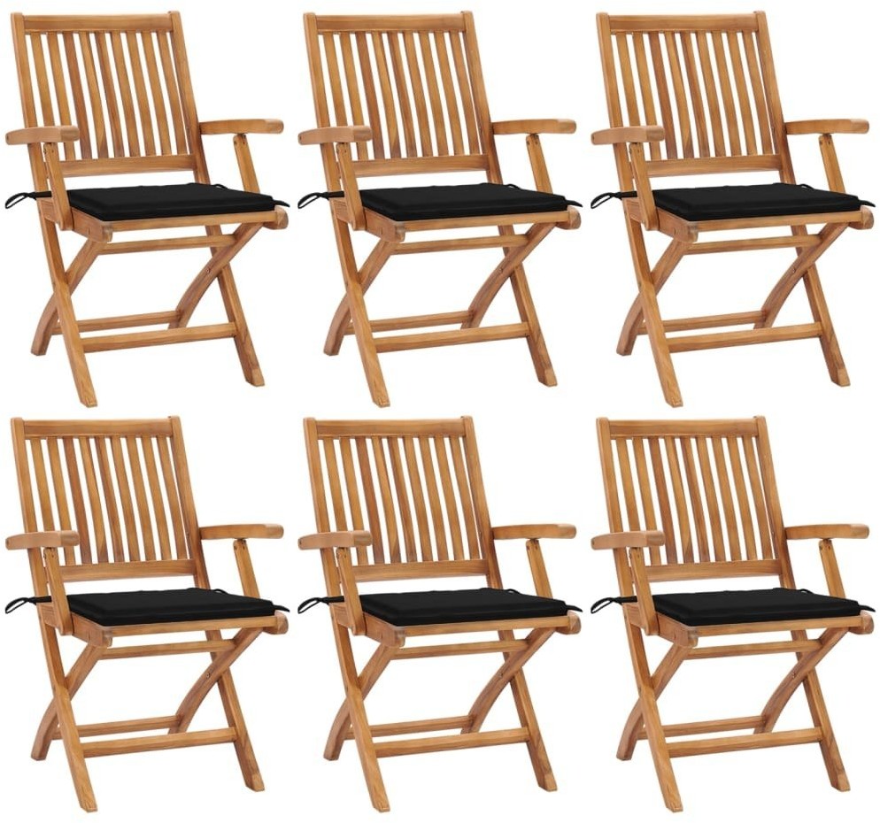 vidaXL Składane krzesła ogrodowe z poduszkami, 6 szt., drewno tekowe! 3072757