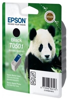Epson Wyprzedaż Oryginał Tusz Epson T0501 do Epson Stylus Color 400 440 500 600 | 15 ml | czarny black pudełko zastępcze oryginalny airbag/folia C13T05014010_BP_wyp