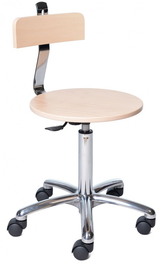 Prosedia Taboret obrotowy drewniany Gold WOOD z oparciem sklejka buk