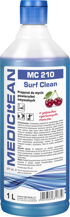 Mediclean Mediclean MC 210 Surf Clean preparat do mycia powierzchni zmywalnych czerwone owoce 1L