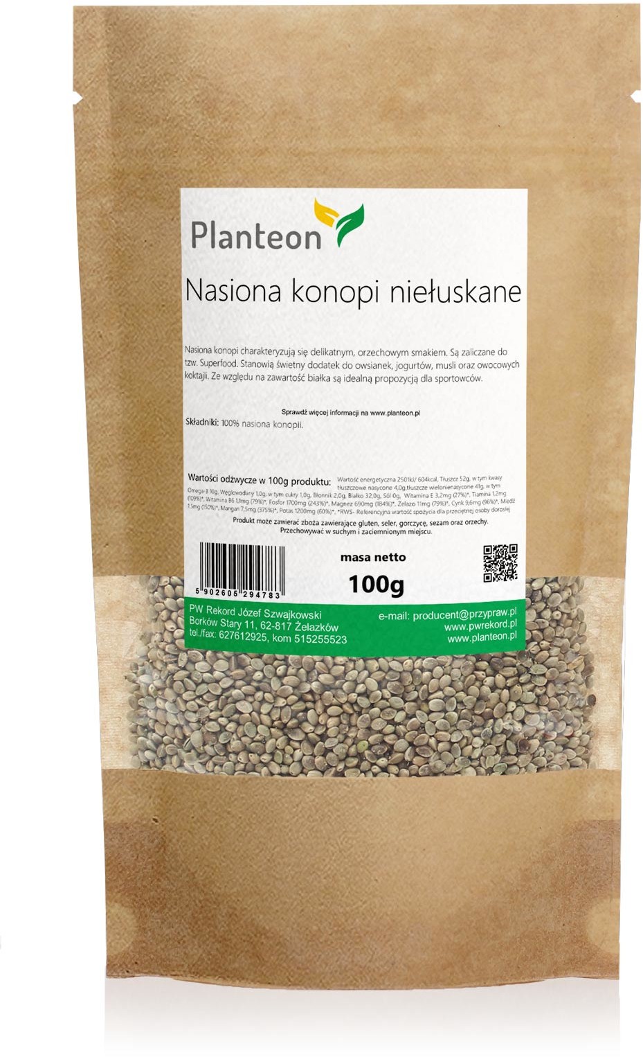 Planteon Nasiona konopi niełuskane 100g 2-0395-06-2