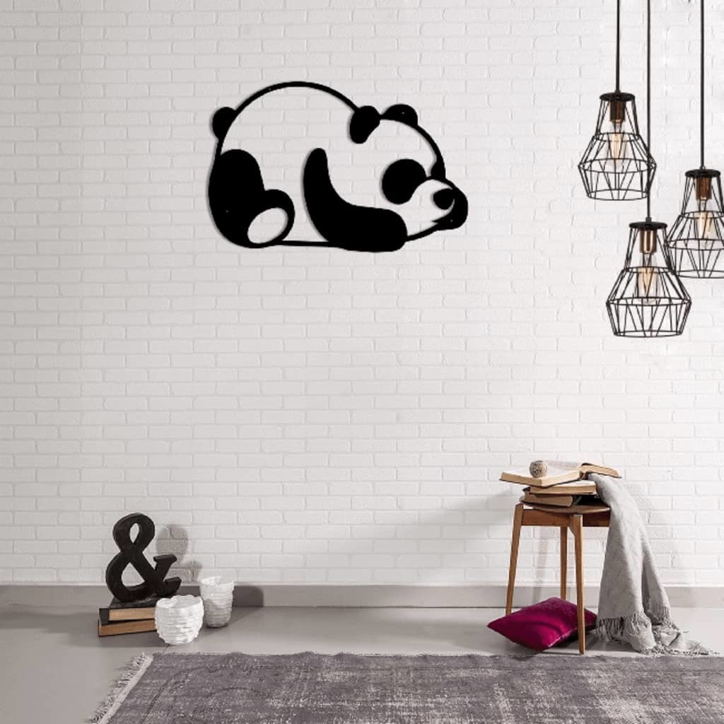 Homemania Dekoracja ścienna Panda, 50x35 cm, stalowa, czarna Homemania