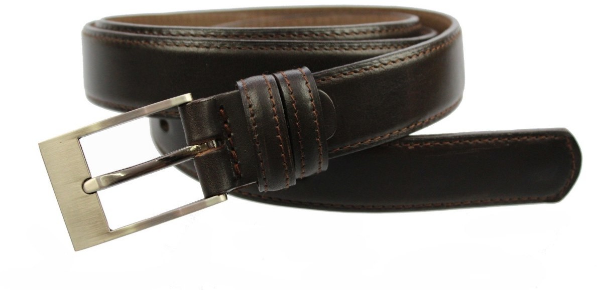 WIREX (PL) Pasek Skórzany Męski WIREX (PL) GŁADKI SZARFOWANY CZEKOLADOWY 30 mm Skóra Licowa Extra