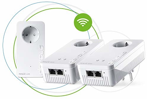 Devolo devolo Magic 1 Wifi: mocny zestaw multiroom Powerline z funkcją Wi-Fi, do 1200 Mbit/S Wifi AC, 2x Fast Ethernet LAN przyłącze Pro, zintegrowane gniazdo, Mesh WiFi, Access Point, biały 8416