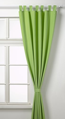 Gardinenbox zasłony z pętlami i taśmą ściągającą, makosatyna , zielone jabłko, 245x140 cm 20400