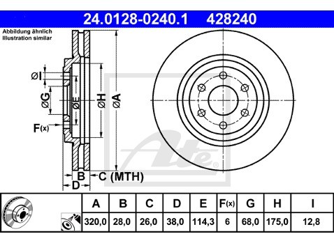 ATE 24.0128-0240.1 TARCZA HAMULC. NISSAN NAVARA 05- KOŁA 17 402063X00B DF6425 30