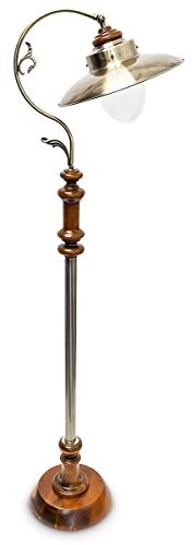 Relaxdays 10018488 lampa stojąca w stylu secesyjnym, z możliwością regulacji wysokości klosza, z litego drewna i mosiądzu 10018488