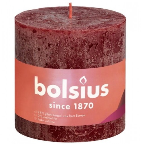 Bolsius Rustic Shine Świeca pieńkowa 100/100 aksamitna czerwień