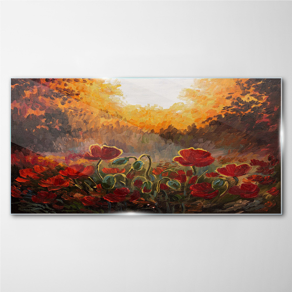 PL Coloray Obraz na Szkle malarstwo kwiaty 100x50cm