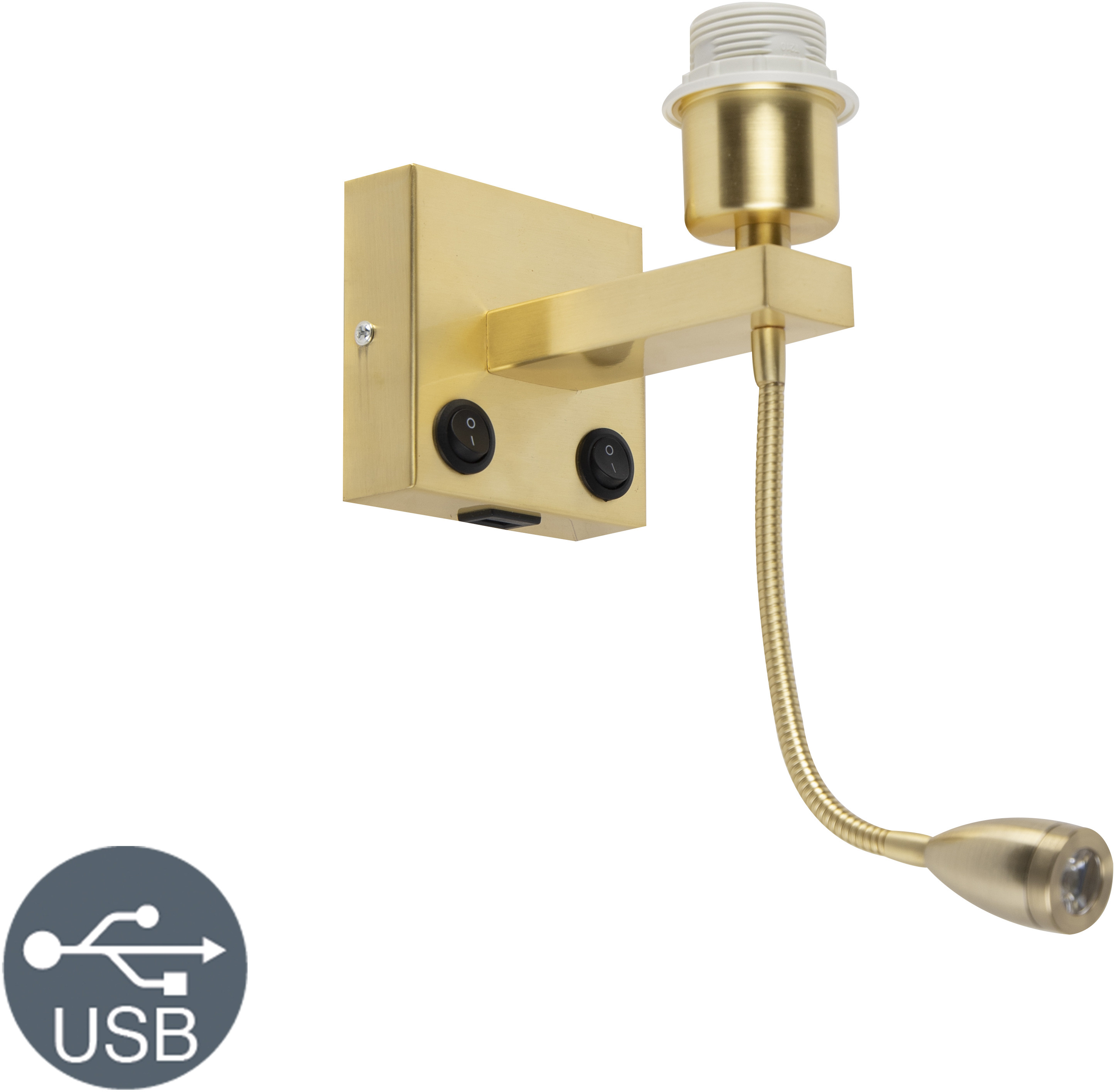 QAZQA Nowoczesny kinkiet złoty z elastycznym ramieniem USB - Brescia Combi