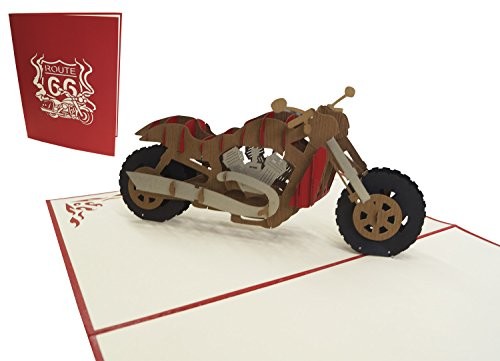 Lin lin Pop Up 3d kartka urodzinowa bon grusskarten pojazdu motocykl, czerwony (ogromna kartka 15 x 20 cm) # 160 # 160