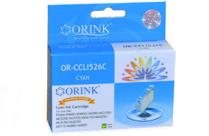 ORINK Tusz do drukarek Canon 526 Pixma iP4850 / IX6550 / MG5150 / MX715 | Cyan | 10,5ml. CCLI526C OR orink_CLI526C OR