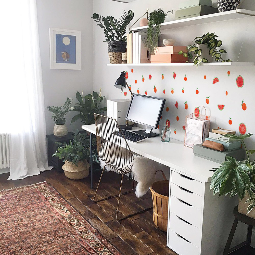 Coloray.pl Naklejki na ścianę Akwarelowe Owoce BubbleFree