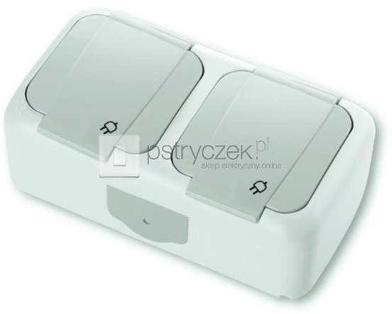 Viko by Panasonic Gniazdo z uziemieniem i klapką podwójne poziome - Palmiye Szary 90555585