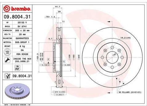 BREMBO Tarcza hamulcowa 09.8004.31