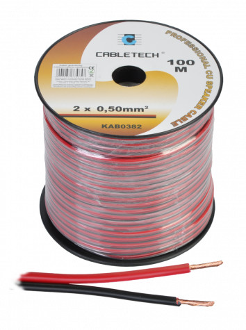 CABLETECH Kabel głośnikowy 0,5mm czarno-czerwony LEC-KAB0382