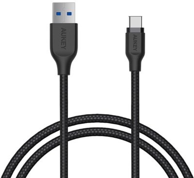 AUKEY Kabel Quick Charge CB-AC1 czarny nylonowy szybki USB C-USB 3.1 1.2m CB-AC1 BLACK