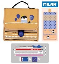 MILAN Multipiórnik z 2 piórnikami PARTY TIME pingwin pomarańczowy