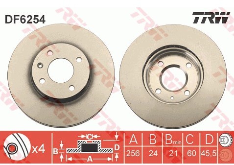 TRW Tarcza hamulcowa DF6254