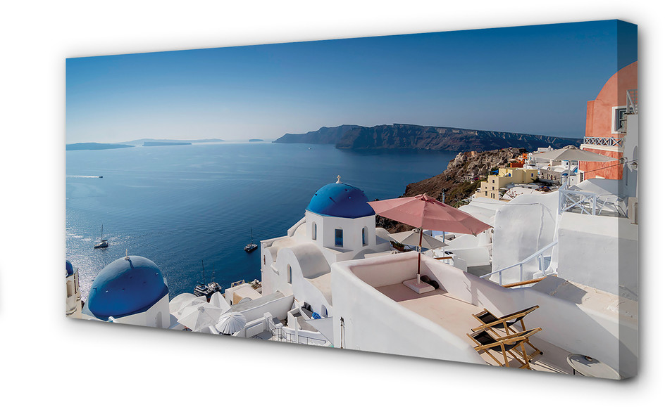 PL Tulup Obrazy na płótnie Grecja Morze budynki panorama 140x70cm