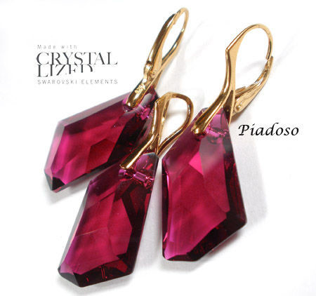 Arande kolczyki+wisiorek ZŁOTE SREBRO Swarovski RUBY 1160177176