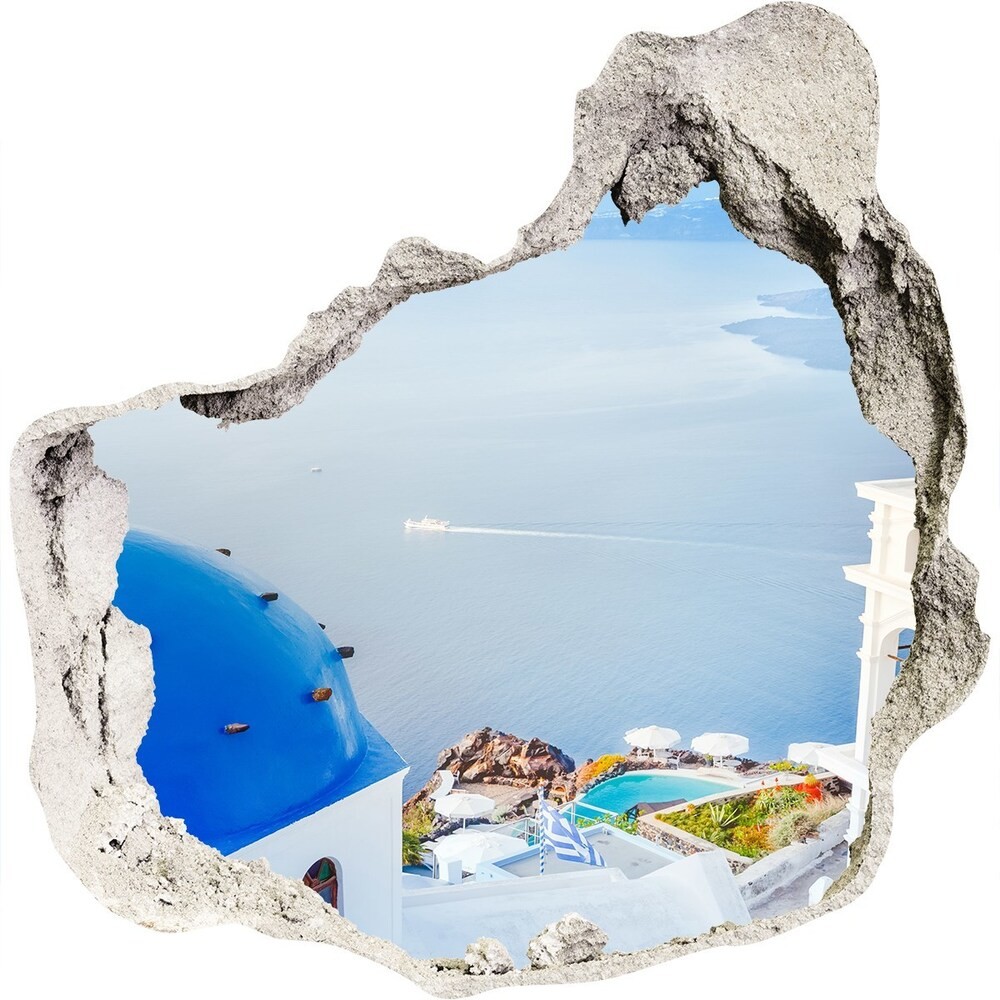 Wallmuralia.pl Fototapeta dziura na ścianę 3d Santorini Grecja