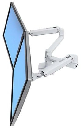 Ergotron LX dual side-by-side Arm no grommet mount bright white texture 45-491-216
