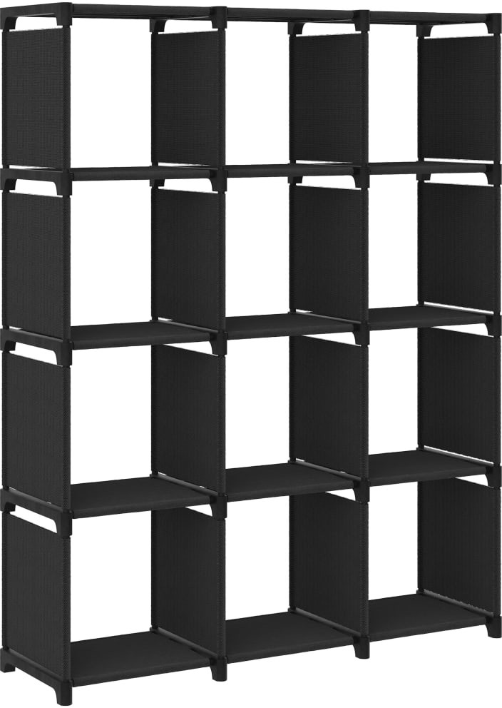 vidaXL Regał z 12 przegrodami, czarny, 103x30x141 cm, tkanina