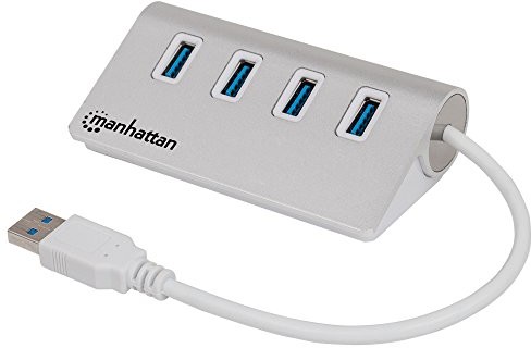 Manhattan 163767 4-Port USB 3.0 Hub (4 porty USB 3.0 Typ A, obudowa aluminiowa, zasilanie przez USB lub zasilacz) Biały 163767