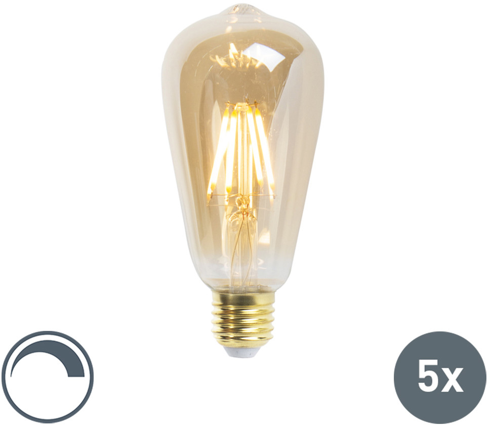 LUEDD LUEDD Zestaw 5 żarówek LED Goldline filament E27 5W 360lm ST64 ściemnialna 02248