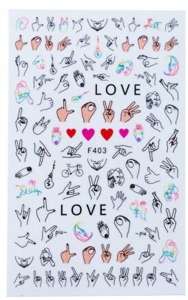 Allepaznokcie Naklejki do paznokci cienkie samoprzylepne walentynkowe Nr F403